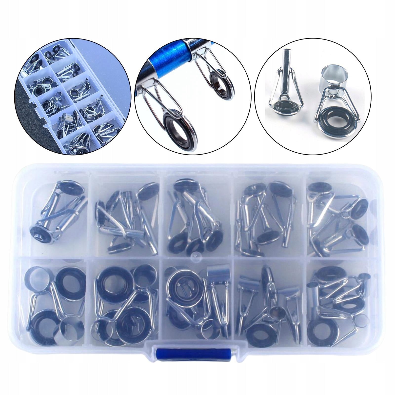 36x Fishing Rod Tip Ring Eye Guide Mixed Size in A Box Fishing Rod Top Tips