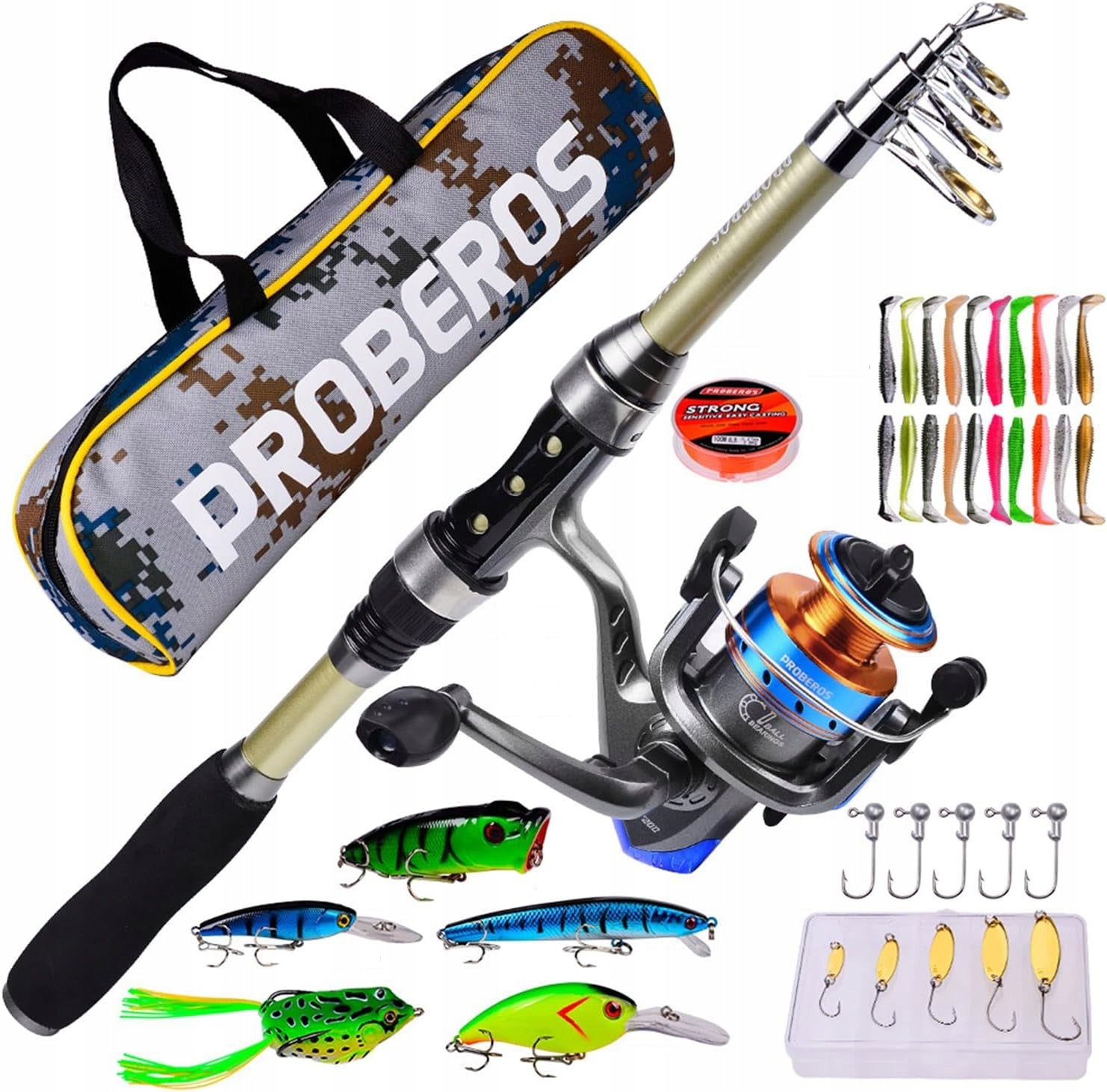 39IN1 Telescopic 1.8m Carbon Fiber Fishing Rod Kit