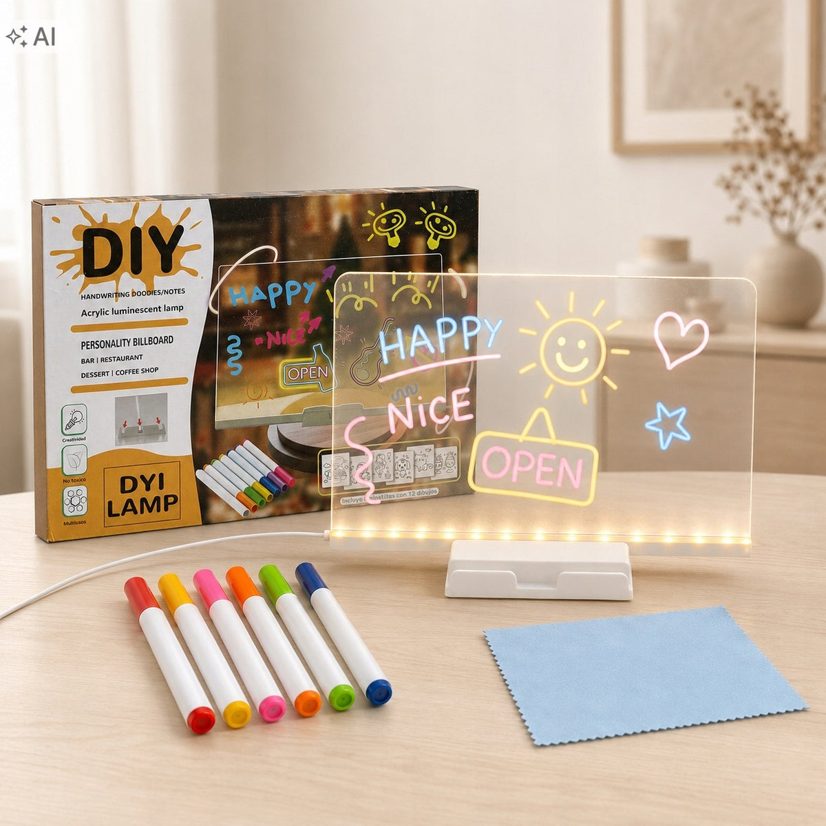 3D DRAWING AND WRITING LED BOARD ERASABLE WITH BACKLIT PENS Packaging status original