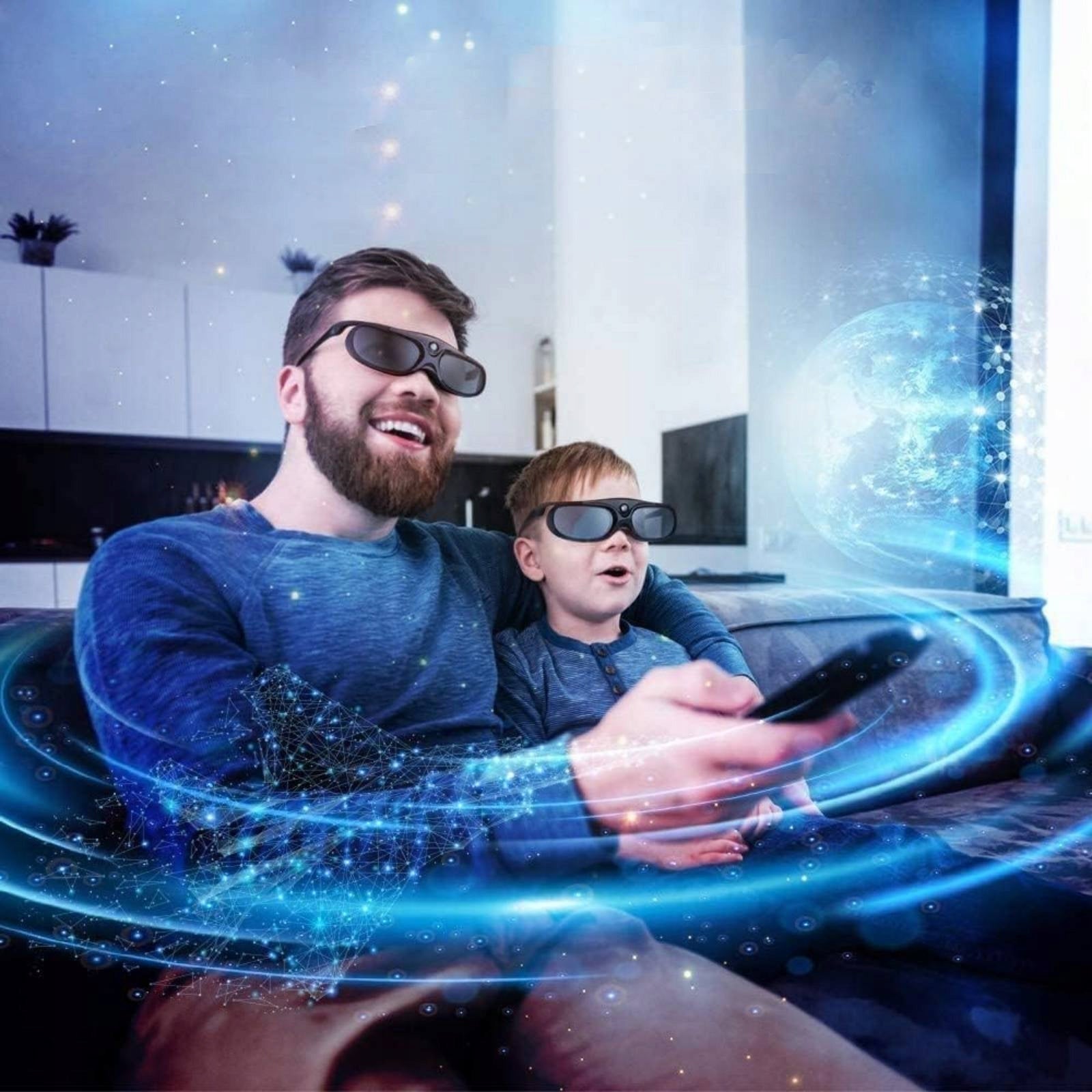 3D GLASSES WITH SHUTTER LCD 144HZ WIDE ANGLE 178° Model Spacnana