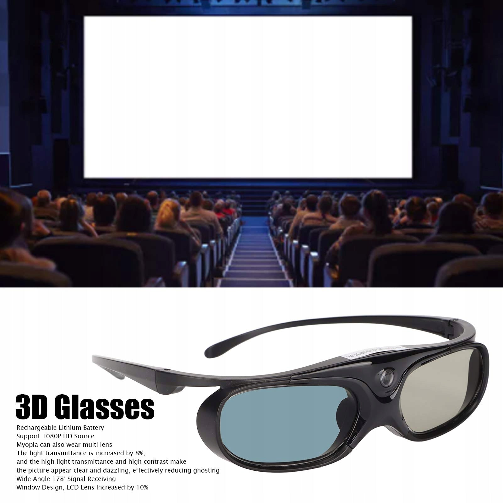 3D GLASSES WITH SHUTTER LCD 144HZ WIDE ANGLE 178° Packaging status original