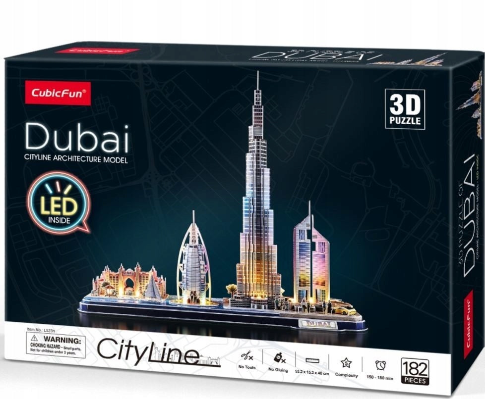 3D LED Puzzle City Line Dubai CUBIC FUN CubicFun 182 Pieces L523H Packaging status original