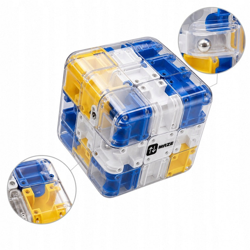 3D Maze Puzzle Cube Toy with Metal Ball , 85x85x85mm (Larger Size) Manufacturer code Kostka Labirynt Logiczna gra Maze 3D(T100129)