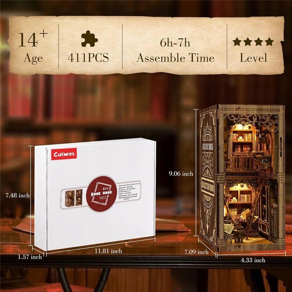 3D PUZZLE SET FOLDING MODEL WOODEN MAGIC LIBRARY HOUSE LED Packaging status original