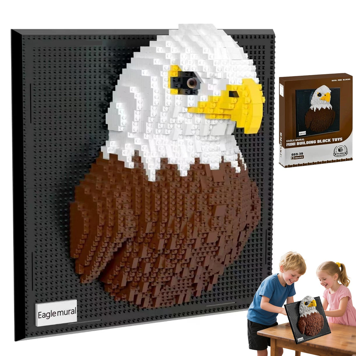 3D Picture With Blocks Eagle 1924 Mini Elements Decoration For Living Room And Office