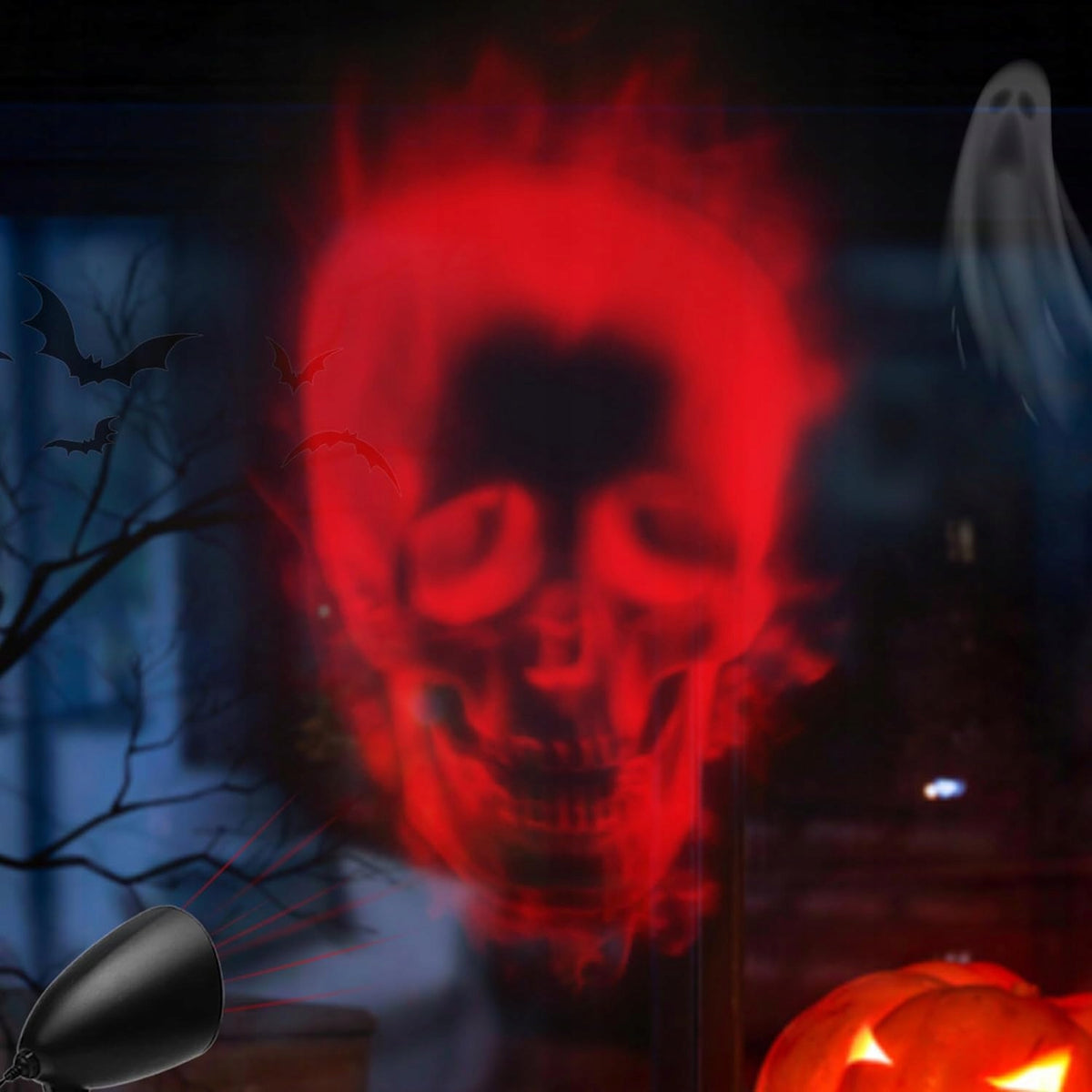 3D Projector Red Levitating Skull