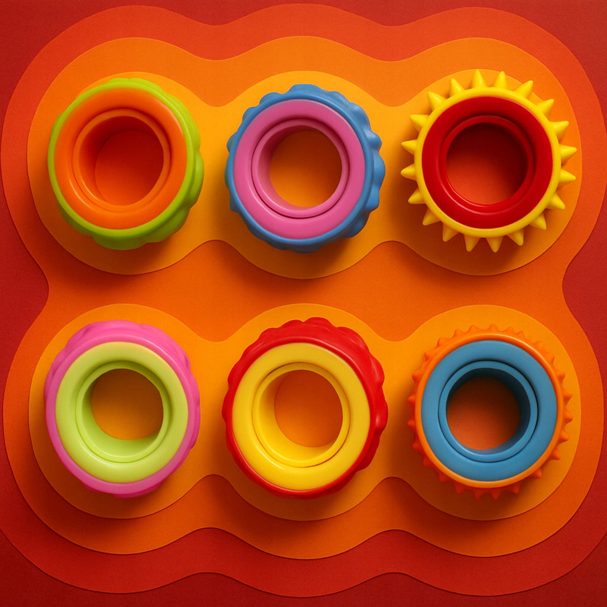 3D Rotary Anti-Stress Sensory Ring Set of 6 Brand no brand