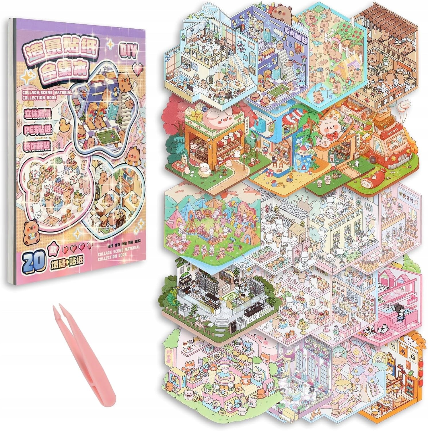 3D Stickers DIY Stickers Anti-Stress Therapy Landscapes Tweezers 46pcs Manufacturer code SZ-596