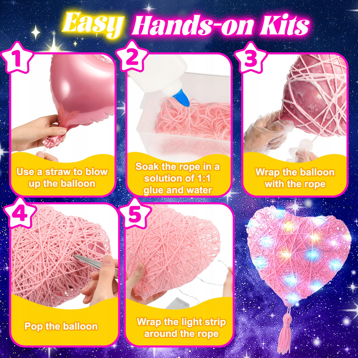 3D Thread Lamp Making Kit, DIY Craft Kit for Kids, LED Manufacturer code WJ121725BXXMC