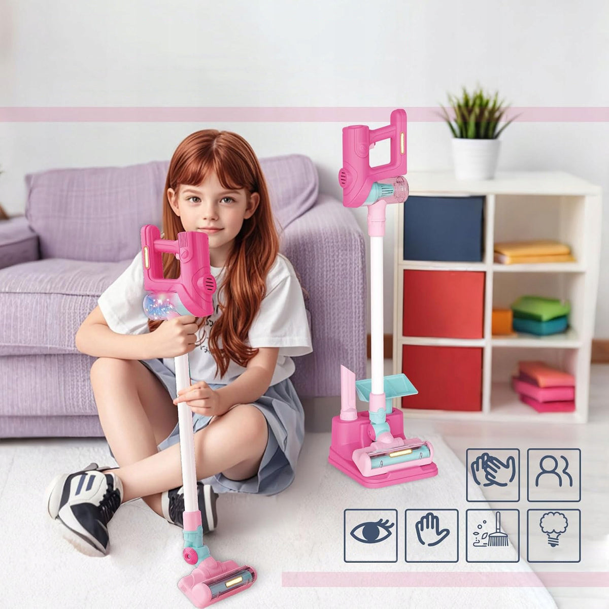 3IN1 CORDLESS UPRIGHT VACUUM CLEANER TOY SET WITH SOUND Brand no brand