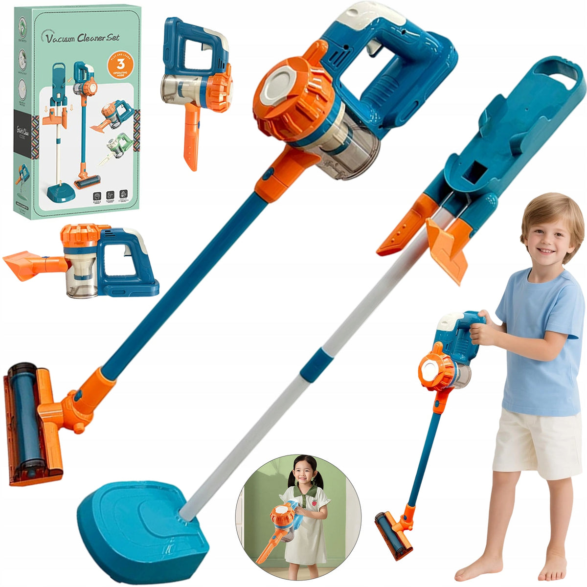 3IN1 CORDLESS VACUUM CLEANER TOY FOR KIDS 3+ WITH REAL STRING