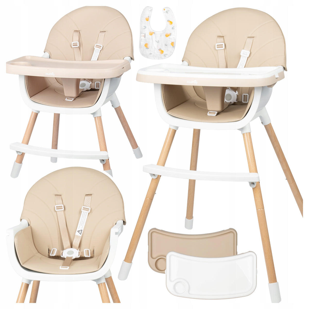 3IN1 FOLDING BABY HIGHCHAIR SEAT ADJUSTABLE TRAY STRAPS