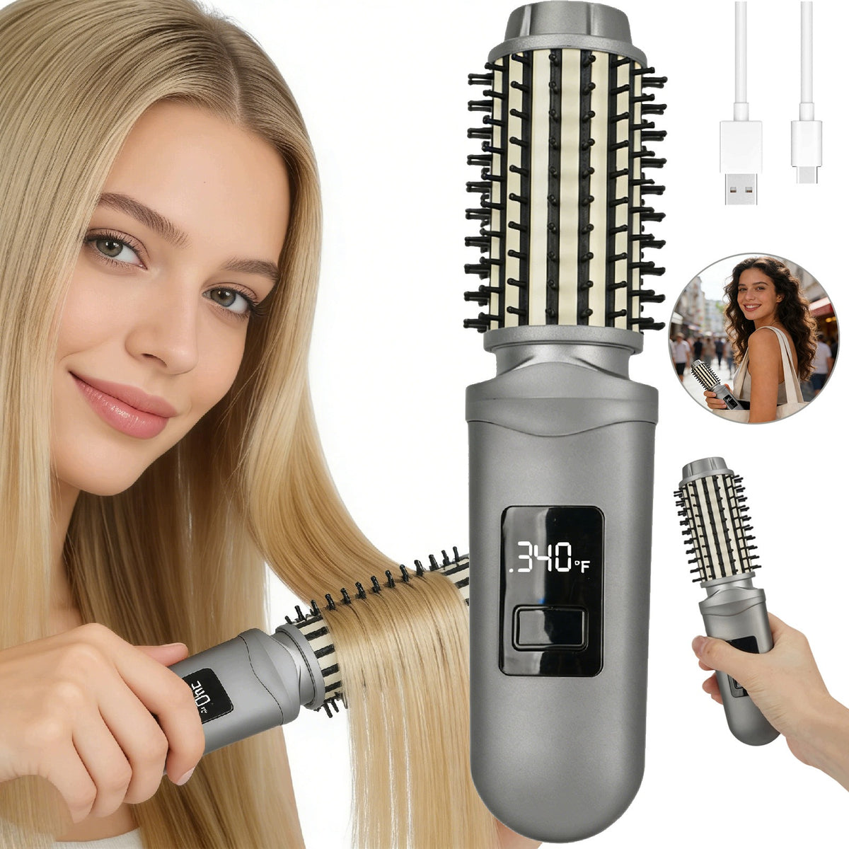 3IN1 HOT AIR BRUSH, HAIR CURLER WITH 3 TEMPERATURE SETTINGS