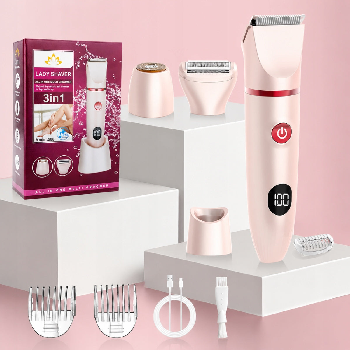 3IN1 WOMEN'S ELECTRIC HAIR SHAVER FOR WOMEN,RECHARGEABLE 2026 Type hybrid