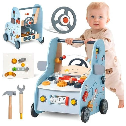 3IN1 WOODEN EDUCATIONAL WALKING LEARNING STROLLER FOR KIDS FROM 1 YEAR