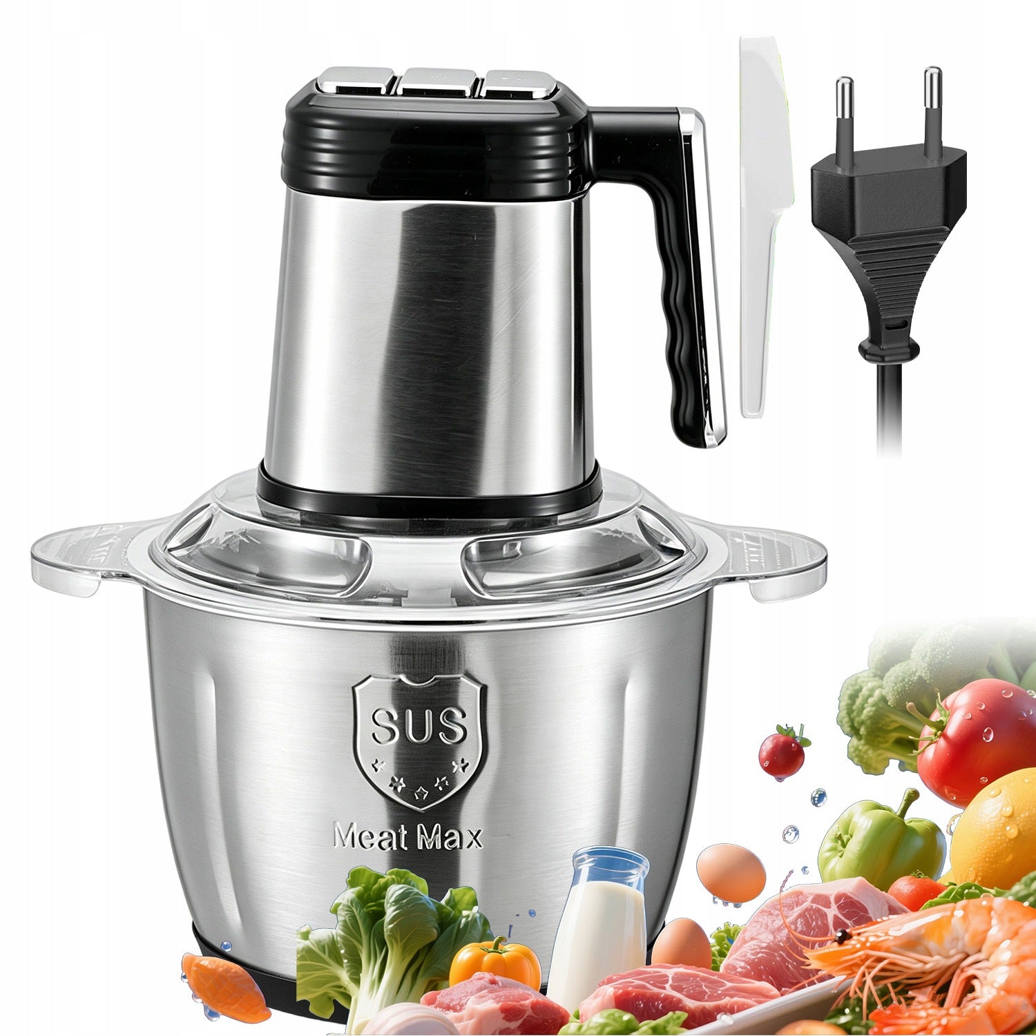 3L MEAT CHOPPER WITH THREE SPEEDS AND DOUBLE LAYER OF BLADES