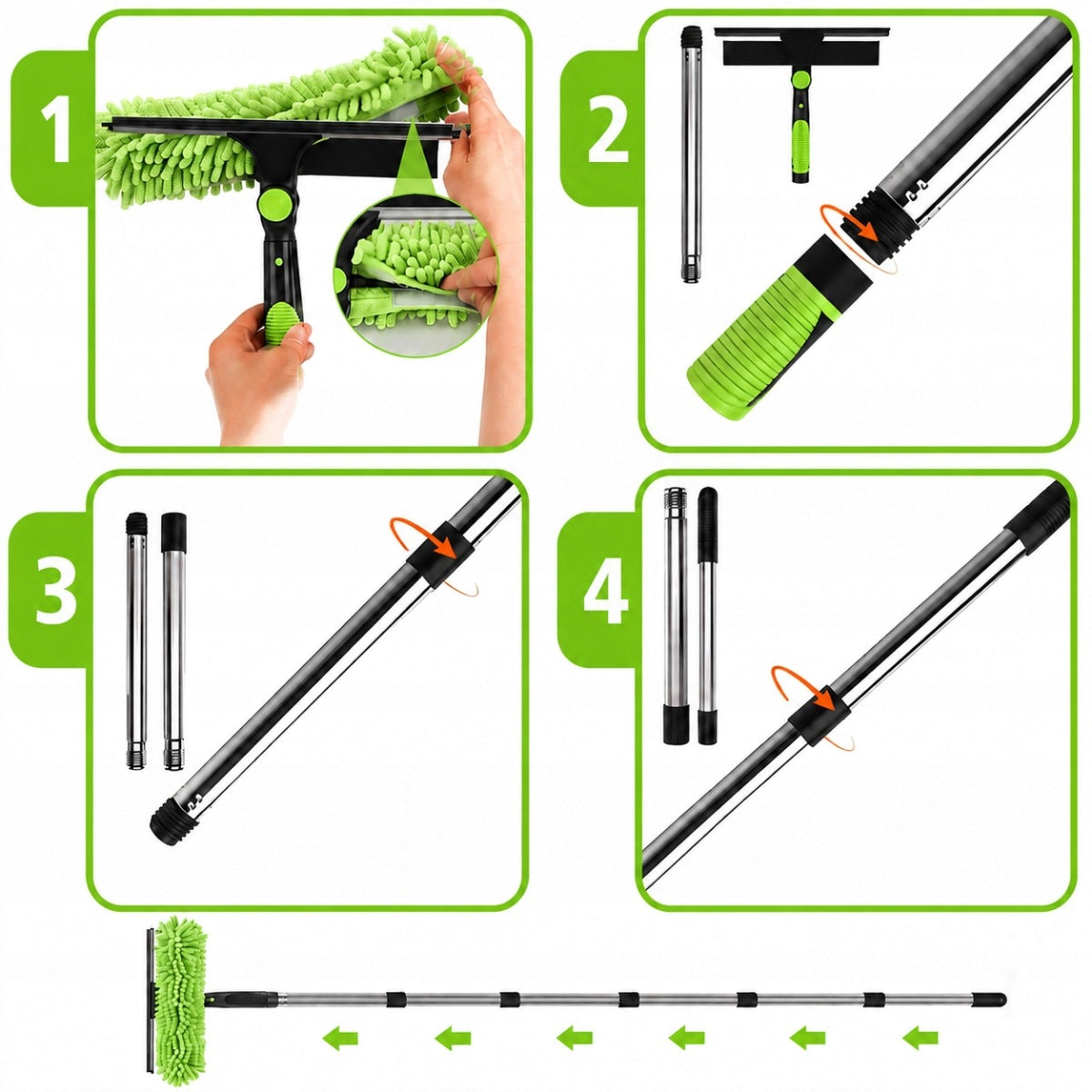 3M TELESCOPIC WINDOW CLEANER, WINDOW STREAK REMOVER MOP, LONG 2IN1 Manufacturer code 6974116373263