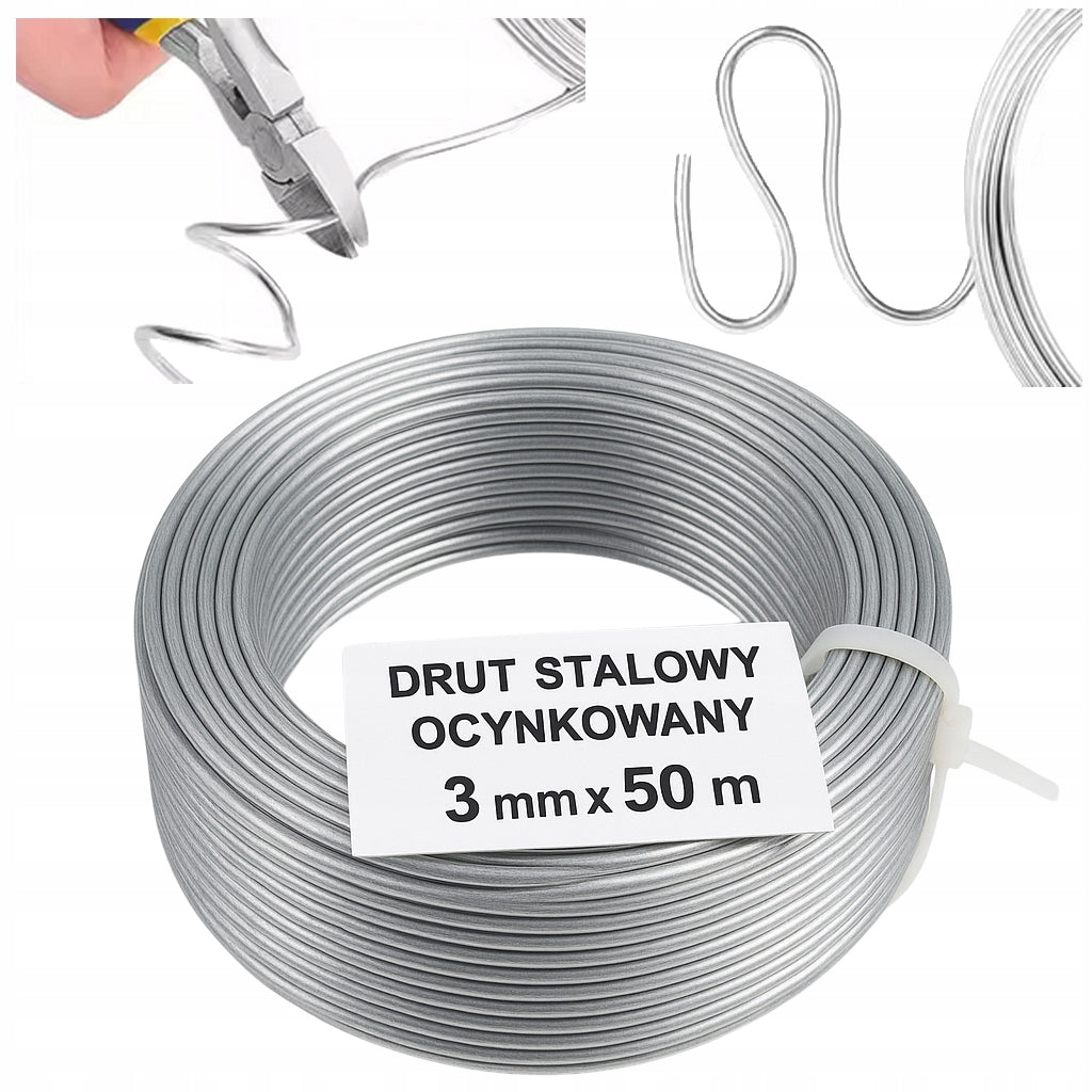 3MM GALVANIZED MESH TENSION WIRE 50M STEEL STRONG FENCE