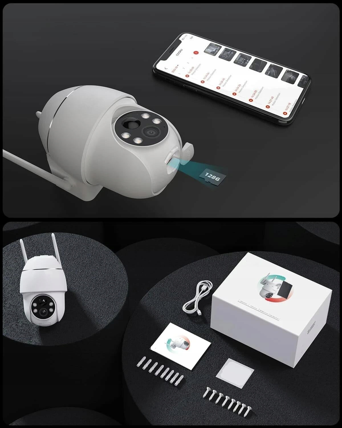 3MPx Outdoor Rotating Camera Wireless WiFi Cordless PTZ With 64GB Packaging status original