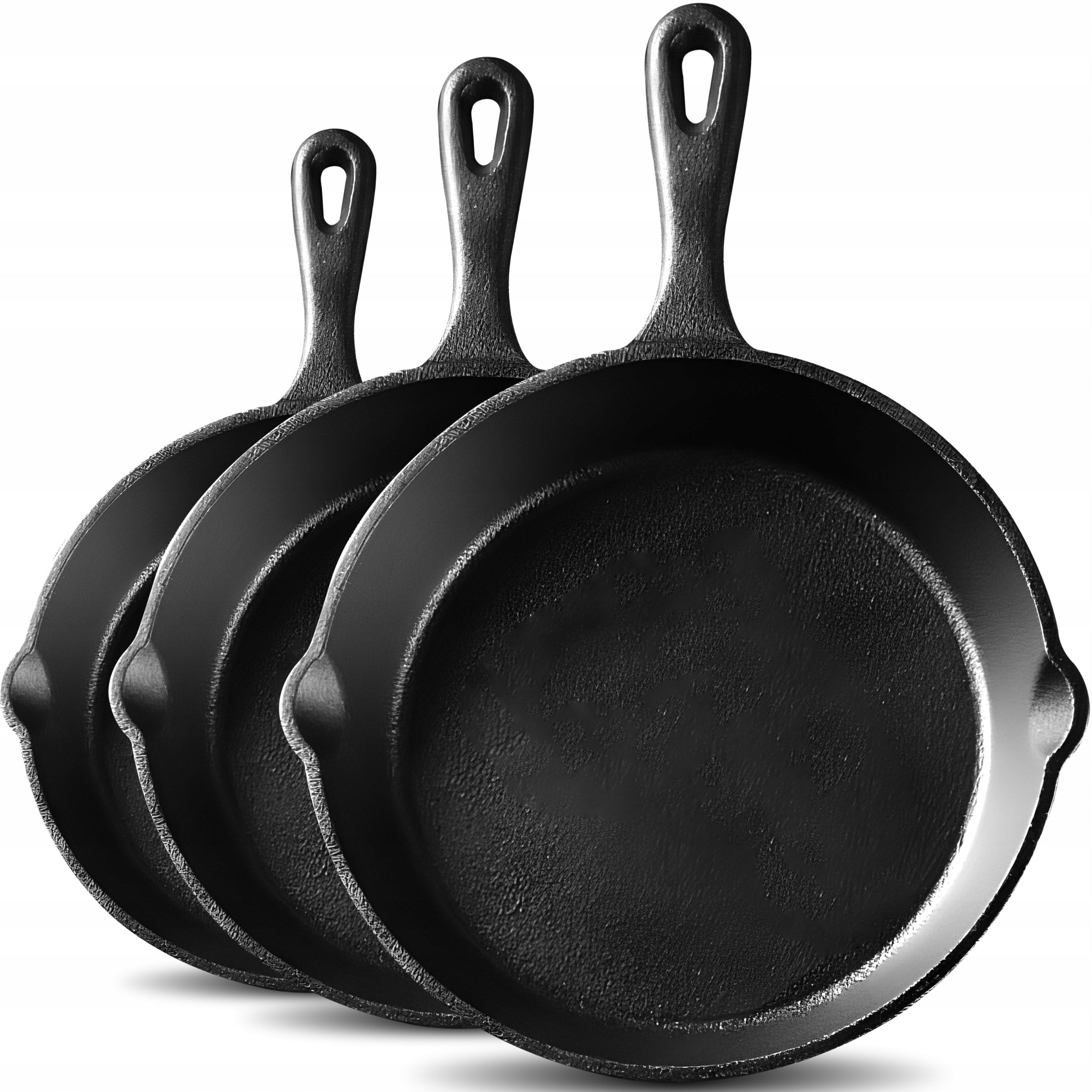 3X CAST IRON PAN DEEP XXL PAN SET INDUCTION GAS FOR PANCAKES Packaging status original