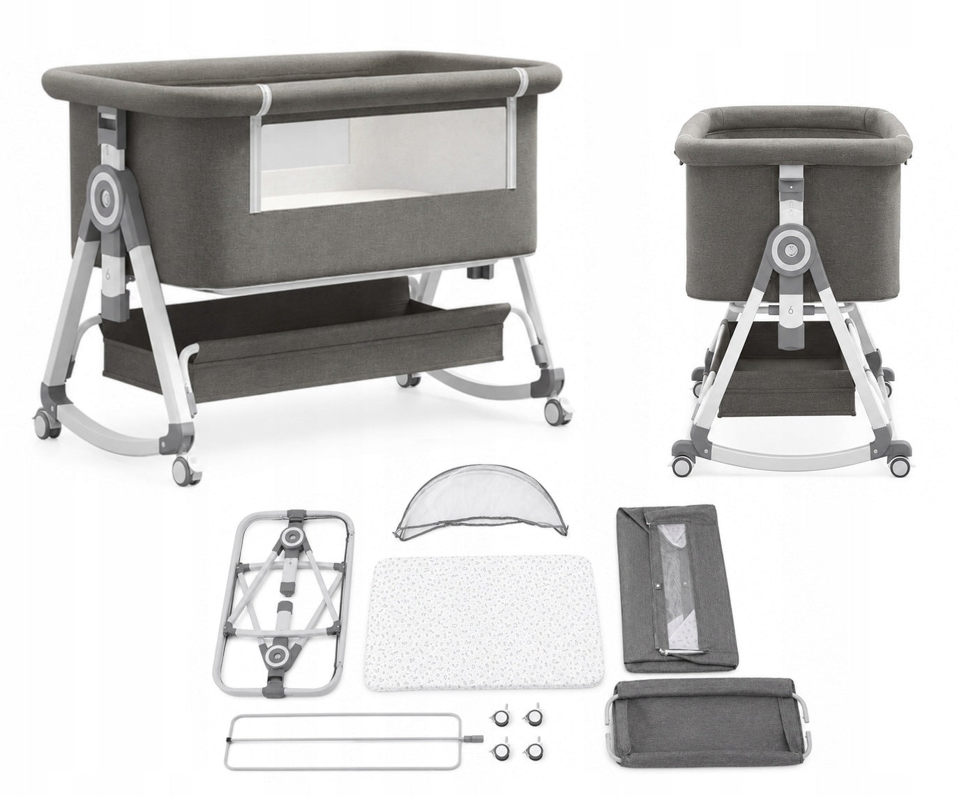 3in1 Baby Crib with Cradle Function and Mosquito Net