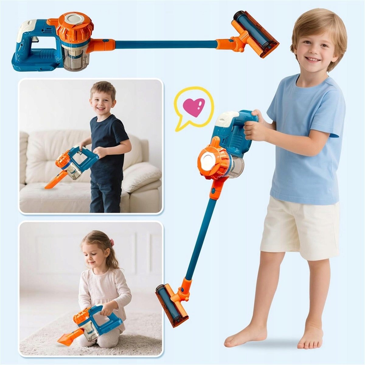 3in1 Baby Vacuum Cleaner with 2 Modes and Realistic Blue Action Packaging status original
