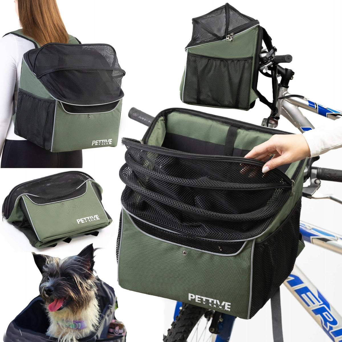 3in1:Dog or cat bike basket, dog backpack, 7kg car seat
