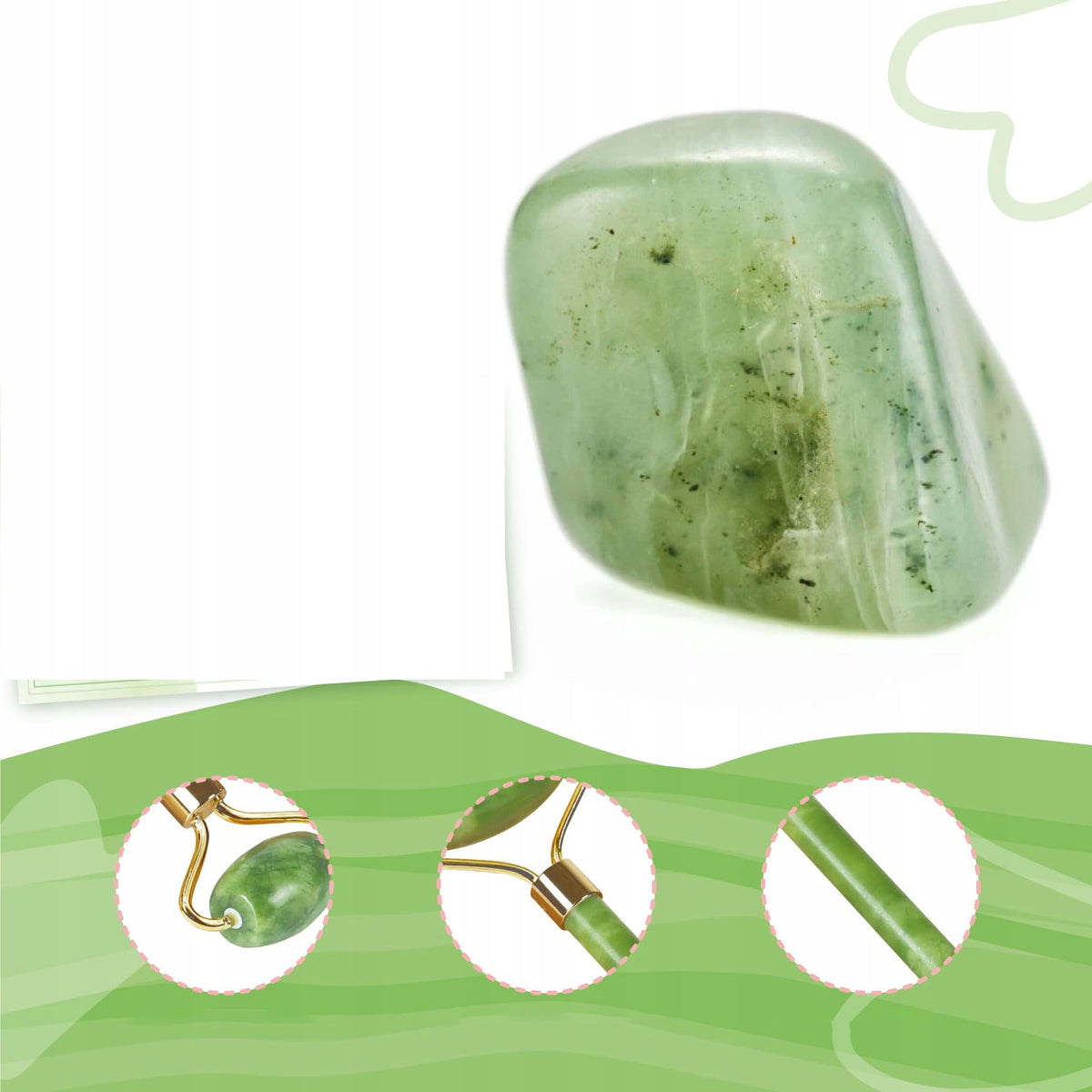 3in1 Face Massager STONE GUA SHA with jade roller massage set Manufacturer code Roller zielony 3szt