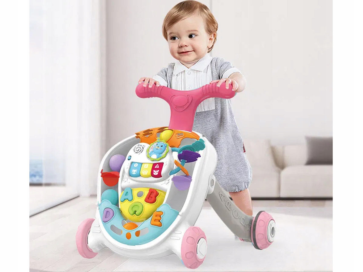 3in1 HQ Pusher Walker Ride-On Interactive Play Panel Balls Pink Brand Zutto