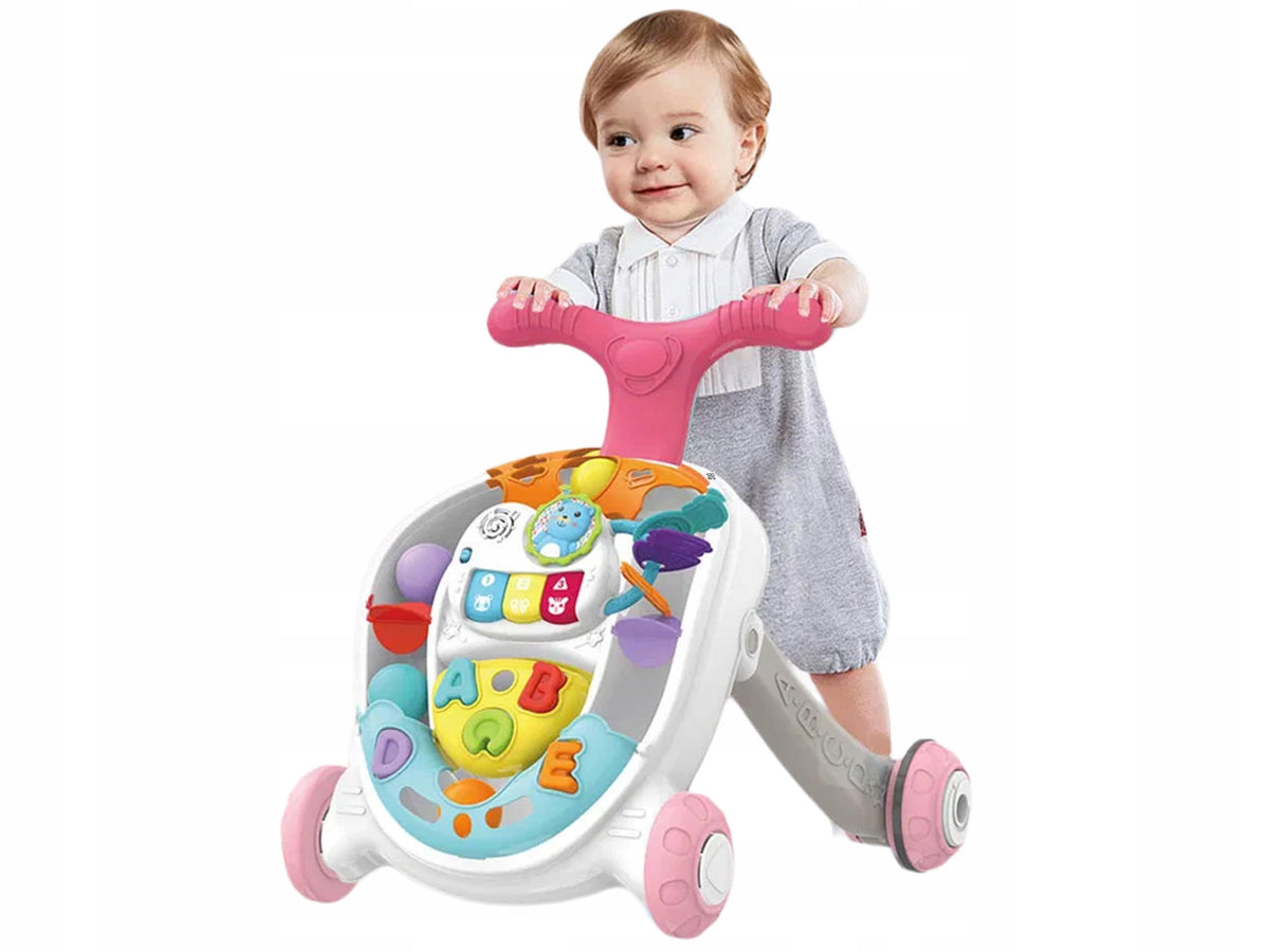 3in1 HQ Pusher Walker Ride-On Interactive Play Panel Balls Pink