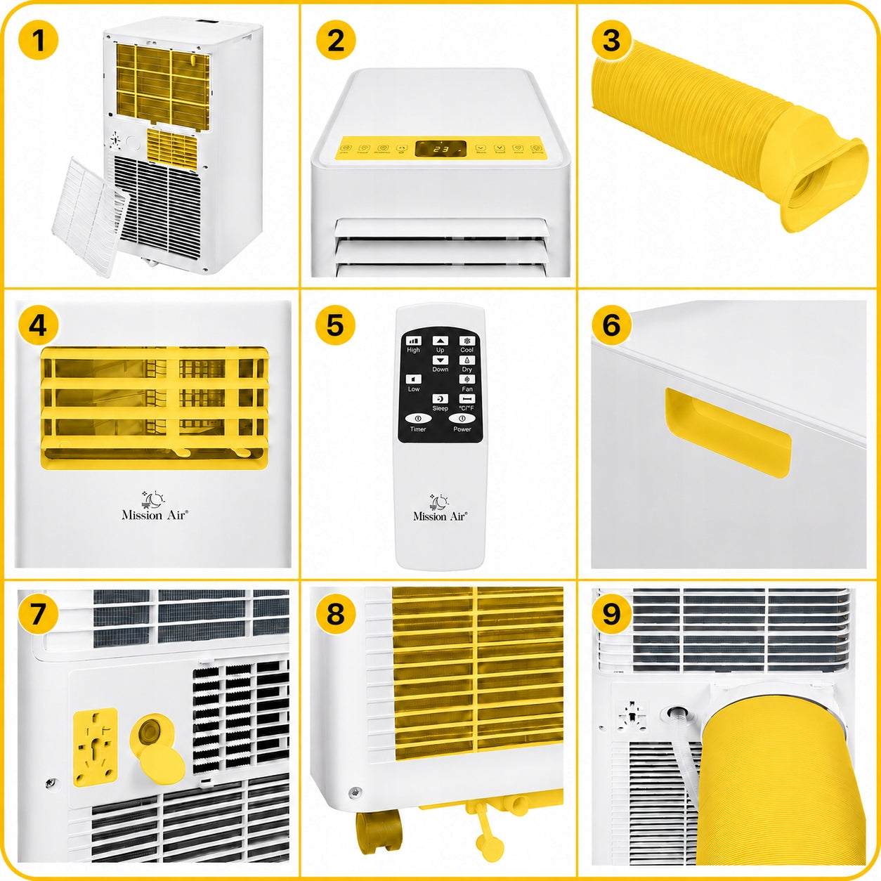 3in1 PORTABLE AIR CONDITIONER Mission Air 2,1kW +dehumidifier 20l/24h TIMER WiFi Cooling power 2100 W