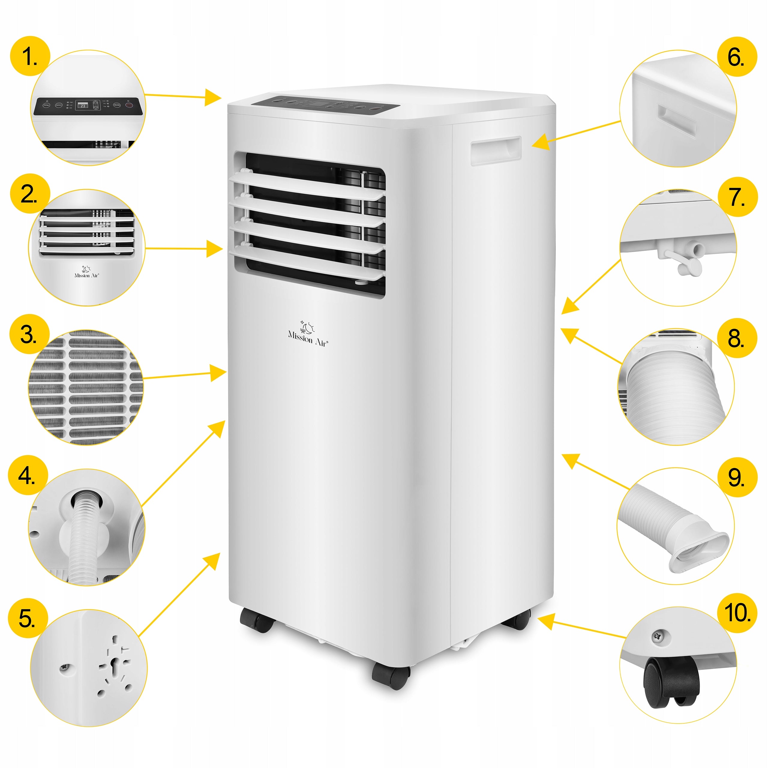3in1 PORTABLE AIR CONDITIONER Mission Air 2,6kW +dehumidifier 24l/24h TIMER WiFi Control manual with the remote control