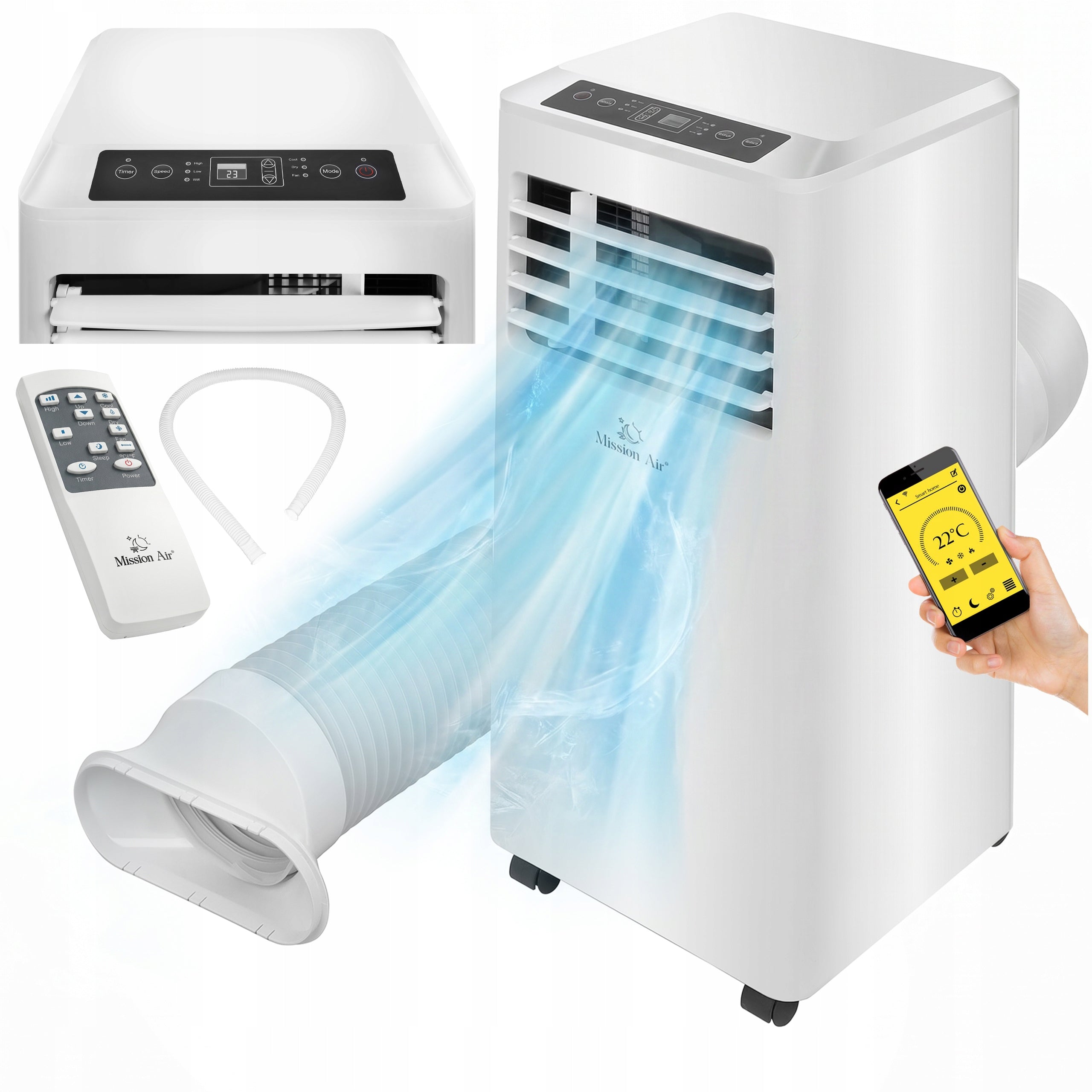 3in1 PORTABLE AIR CONDITIONER Mission Air 2,6kW +dehumidifier 24l/24h TIMER WiFi