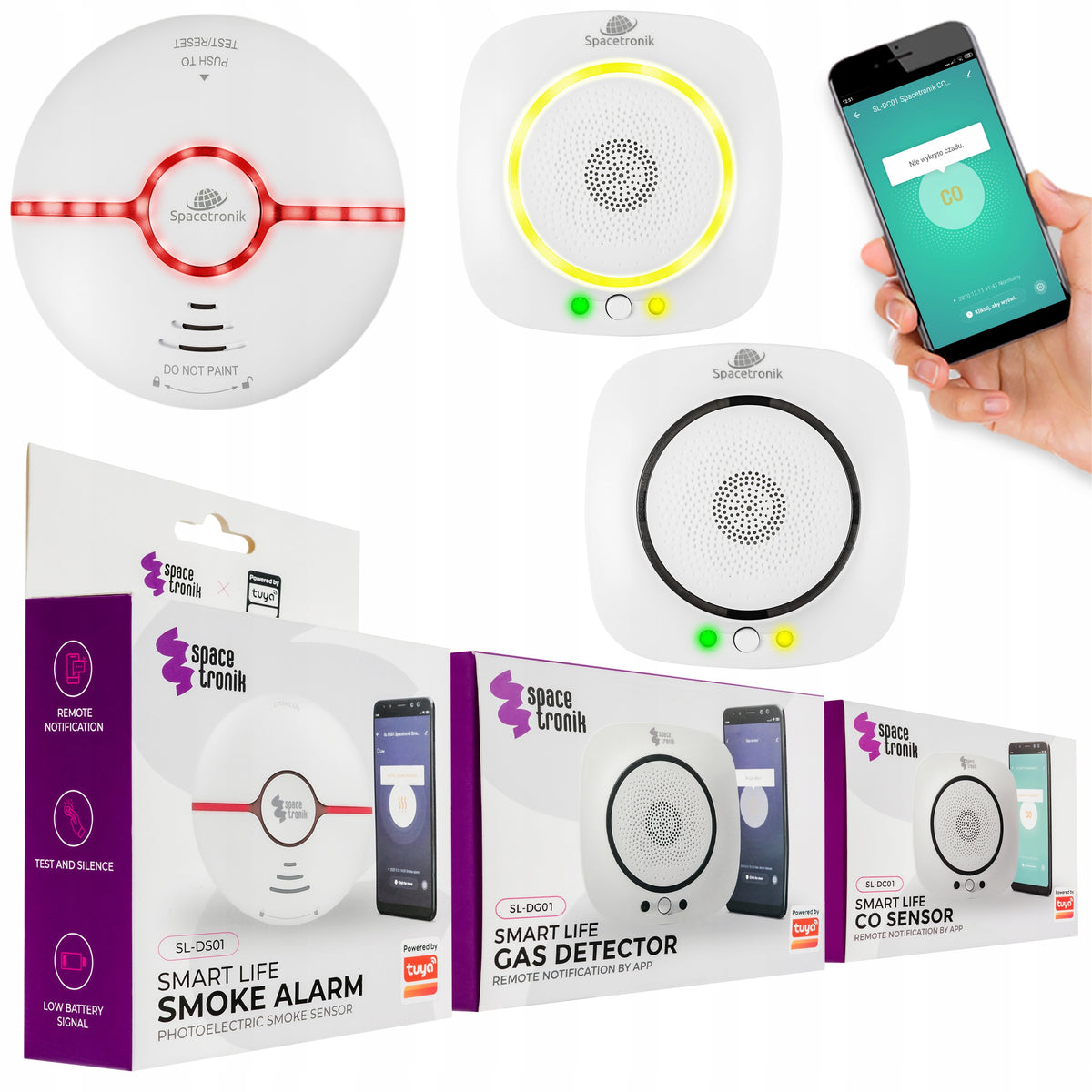 3in1 SET carbon monoxide smoke detector TUYA Smart WiFi detector Alarm
