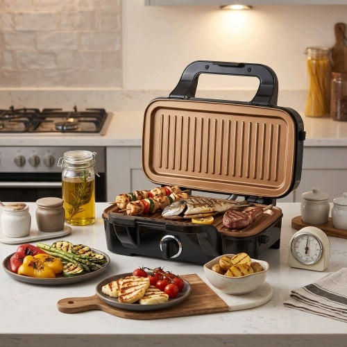 3in1 Waffle Iron Contact Grill Interchangeable Nonstick Plates Packaging status original