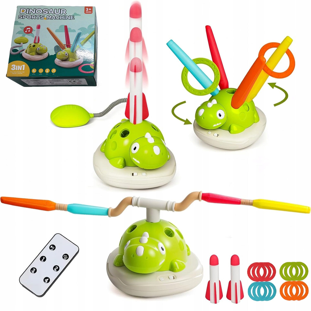 3in1Arcade Game Movement Children Jump Rope Launcher Rocket Ringo Hoops