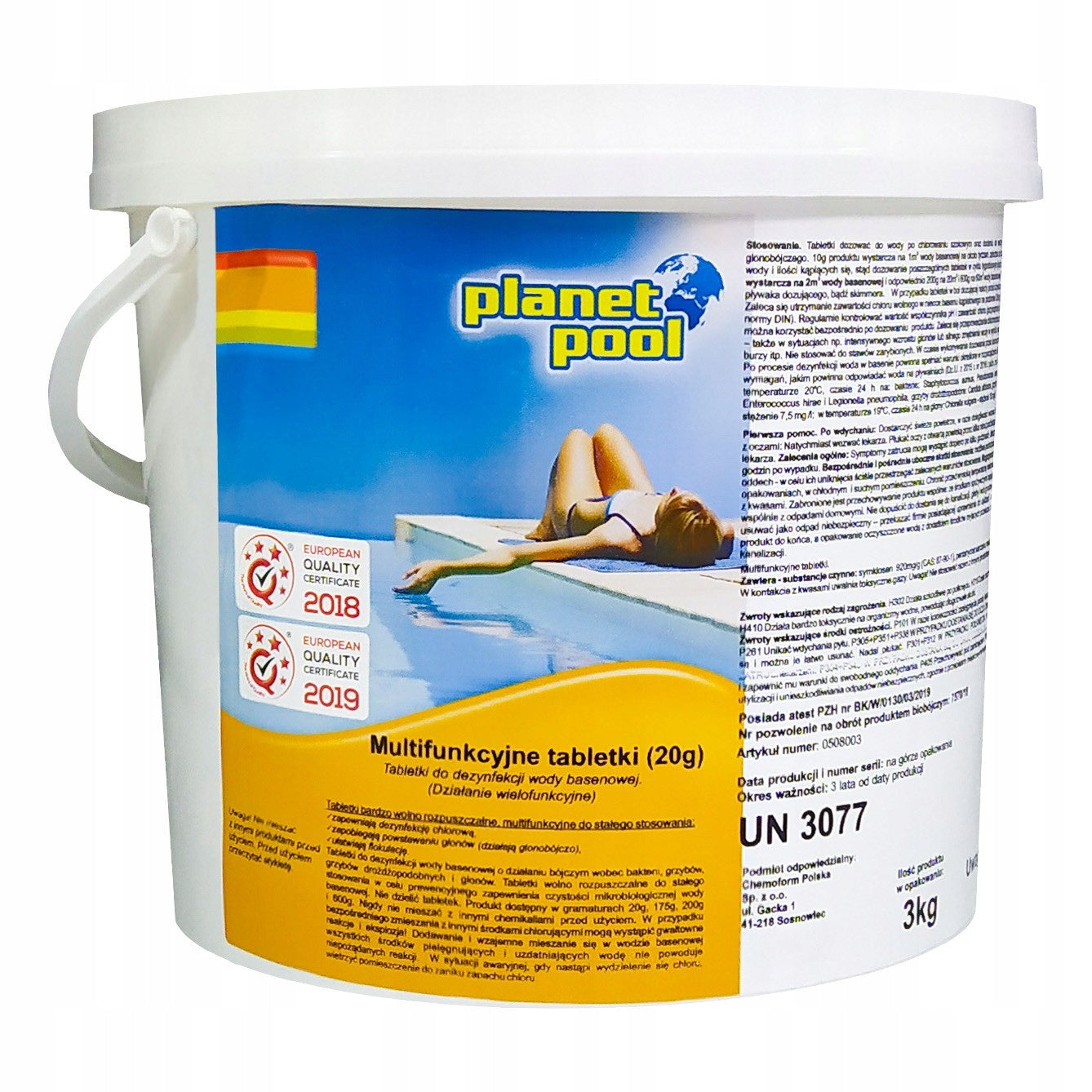 3kg CHLORINE FOR POOL CHLORINE MULTIFUNCTION TABLETS 20g JACUZZI CHEMISTRY Manufacturer code 4038755550323