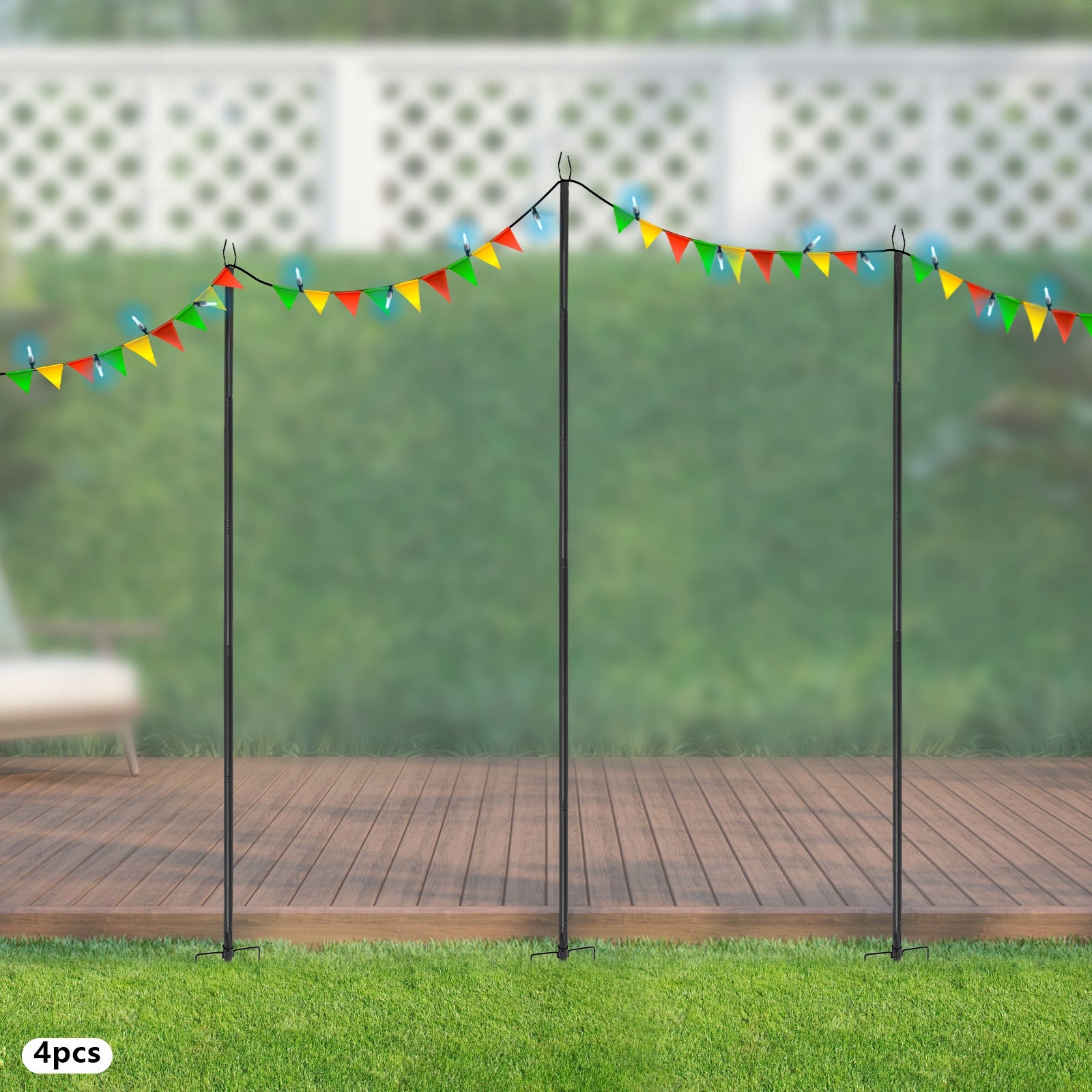 3m 4PCS Hanging Light Poles Patio Lighting Stands Outside for Festivals Manufacturer code 4pcs 3m Outside Hanging Light Poles