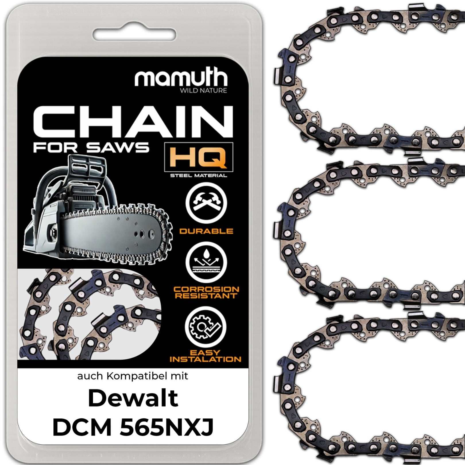 3x 30cm chain for Dewalt DCM 565NXJ 1,1mm 3/8" 45TG saw