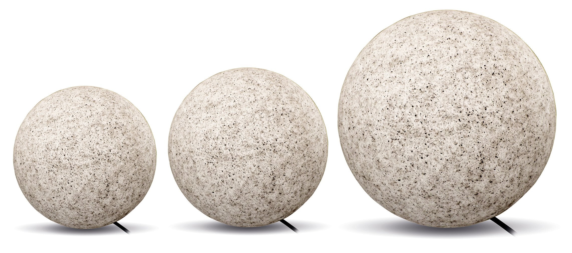 3x Ball Garden Lamp Light Decorative - 25cm, 28cm, 38cm IP65 SET Color gray