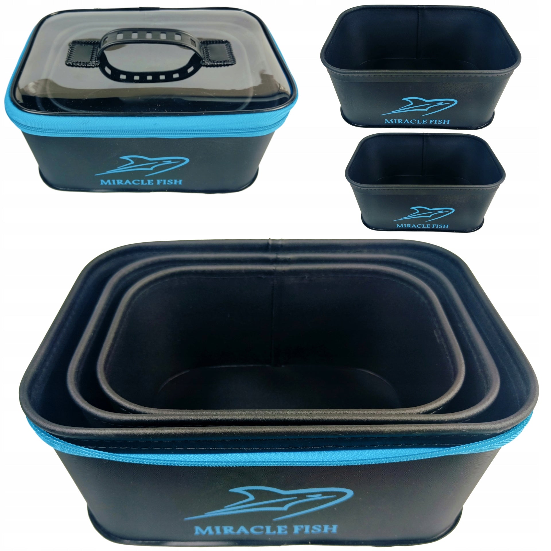3x CONTAINER SET EVA FEEDER LITTER BOX MIRACLE FISH 3 PIECES