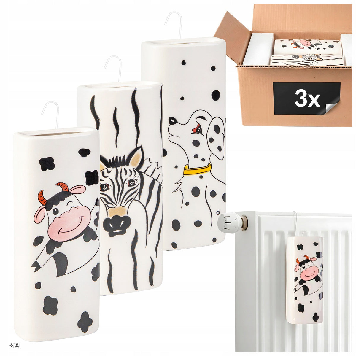 3x Ceramic air humidifiers for radiator for children SET