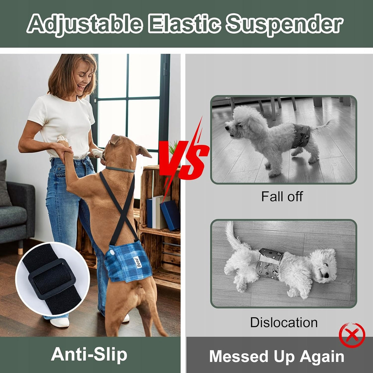 3x Diaper Harness for Dog Male XS Waist 17-20 cm Abdominal Belt Reusable Manufacturer code DGNB-XS