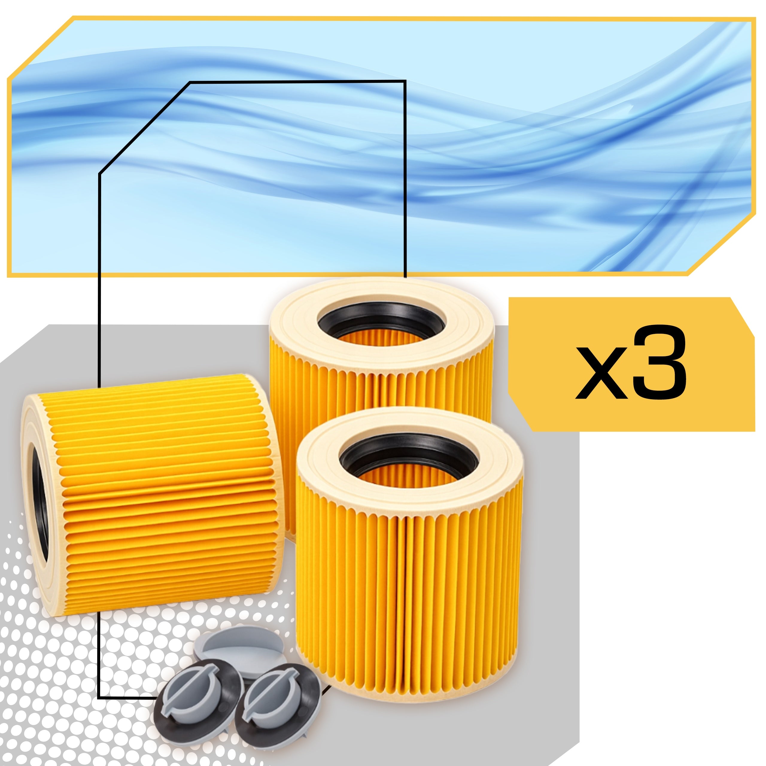 3x FILTER FOR KARCHER WD3 VACUUM CLEANER Filters 3 PCS WD 3 MV3 WD2 SE4001 KWD3 Manufacturer code Harmonijkowy filtr do odkurzacza Karcher