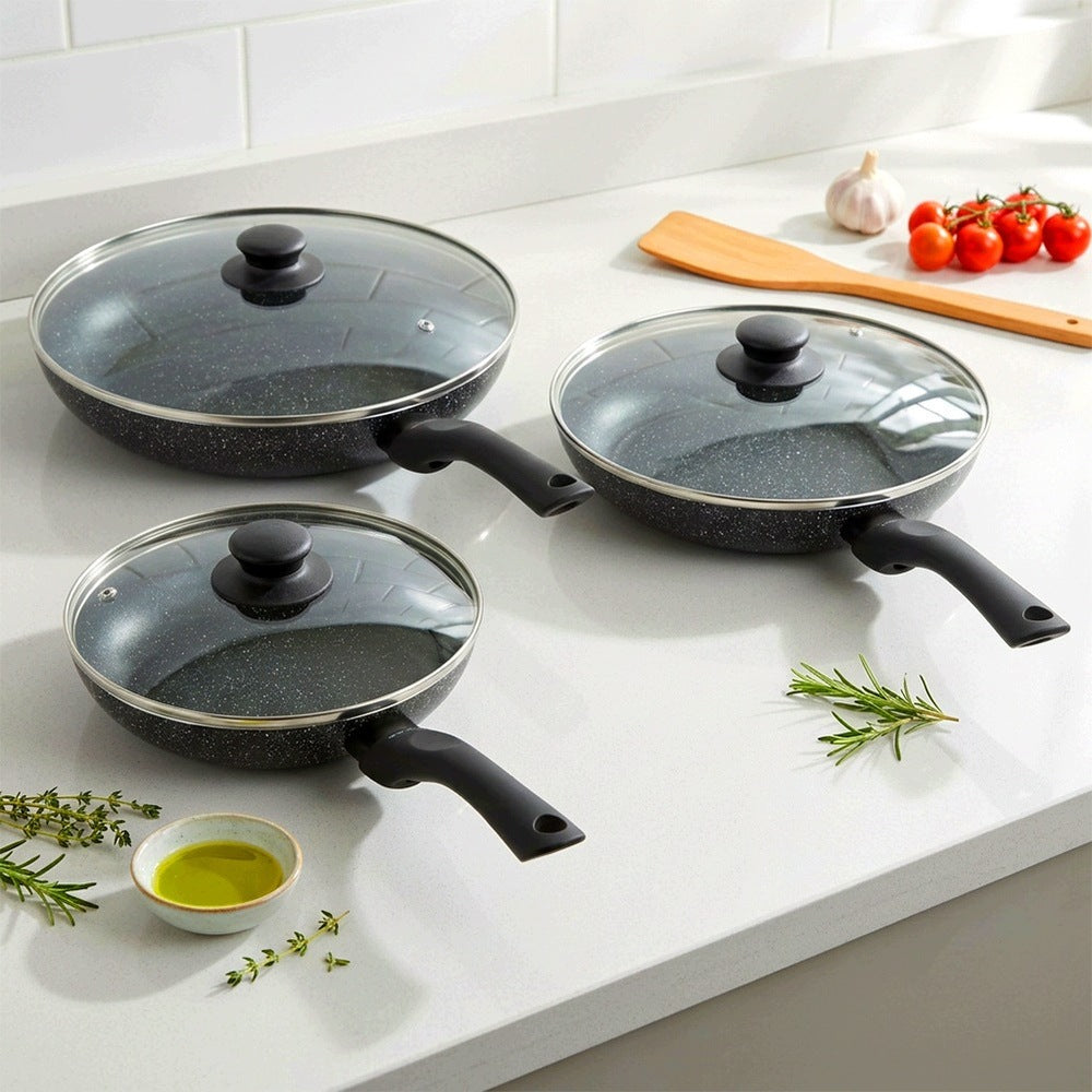 3x GRANITE pan with lid pan set VILDE 20 24 28 cm Packaging status original