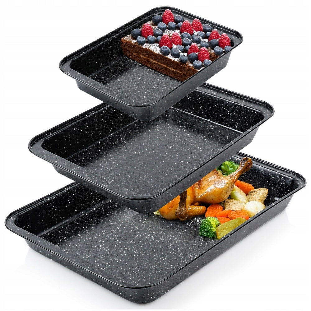 3x GRANITe Mold Pan Cake Meat Baking Sheet