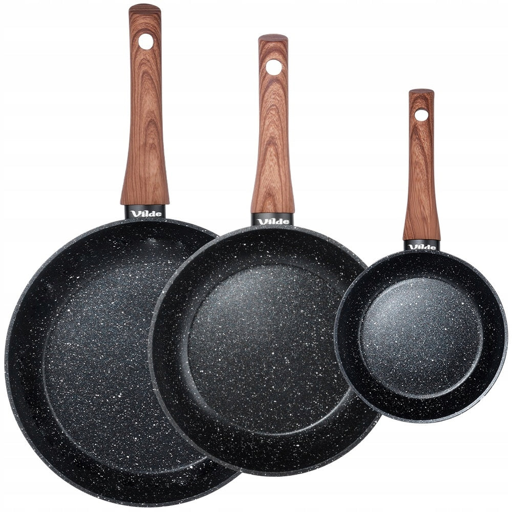 3x GRANITe frying pan for frying stewing pan set VILDE 16 20 24 cm Manufacturer code 5900670108523