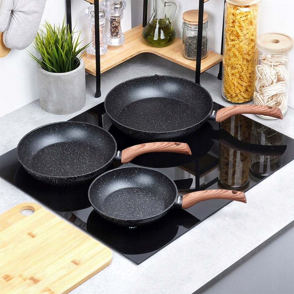 3x GRANITe frying pan for frying stewing pan set VILDE 16 20 24 cm Packaging status original