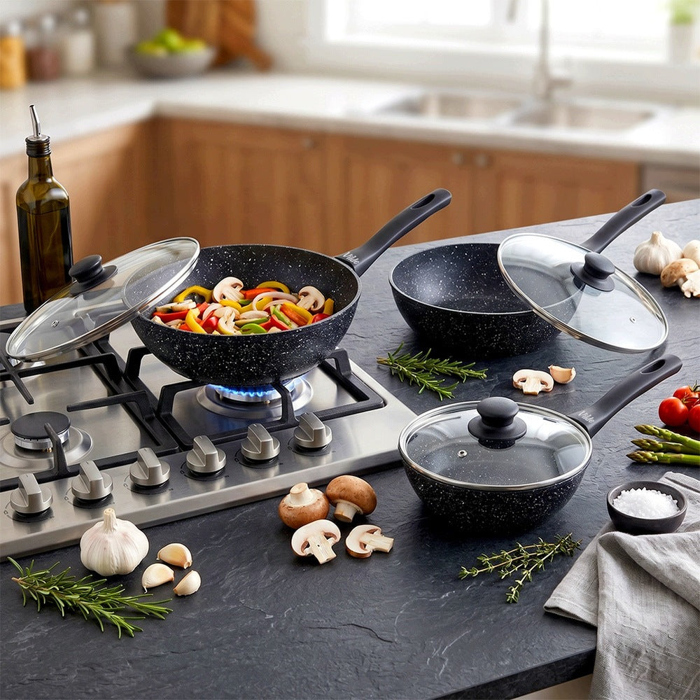 3x GRANITe frying pan with lid VILDE 20 24 28 cm Packaging status original