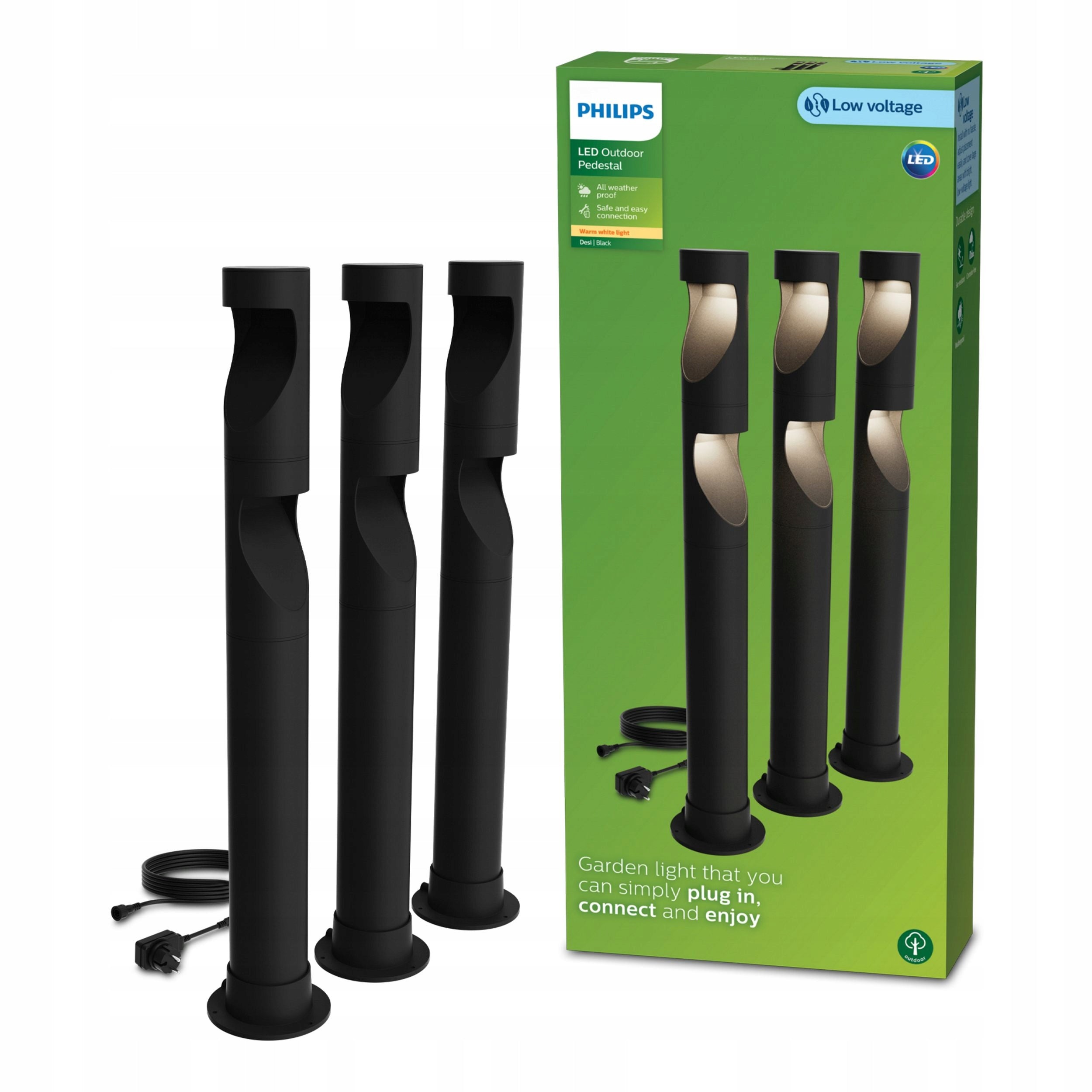 3x Garden Lamp Outdoor POST 70cm LED 1.5W + Power Supply 24V Philips